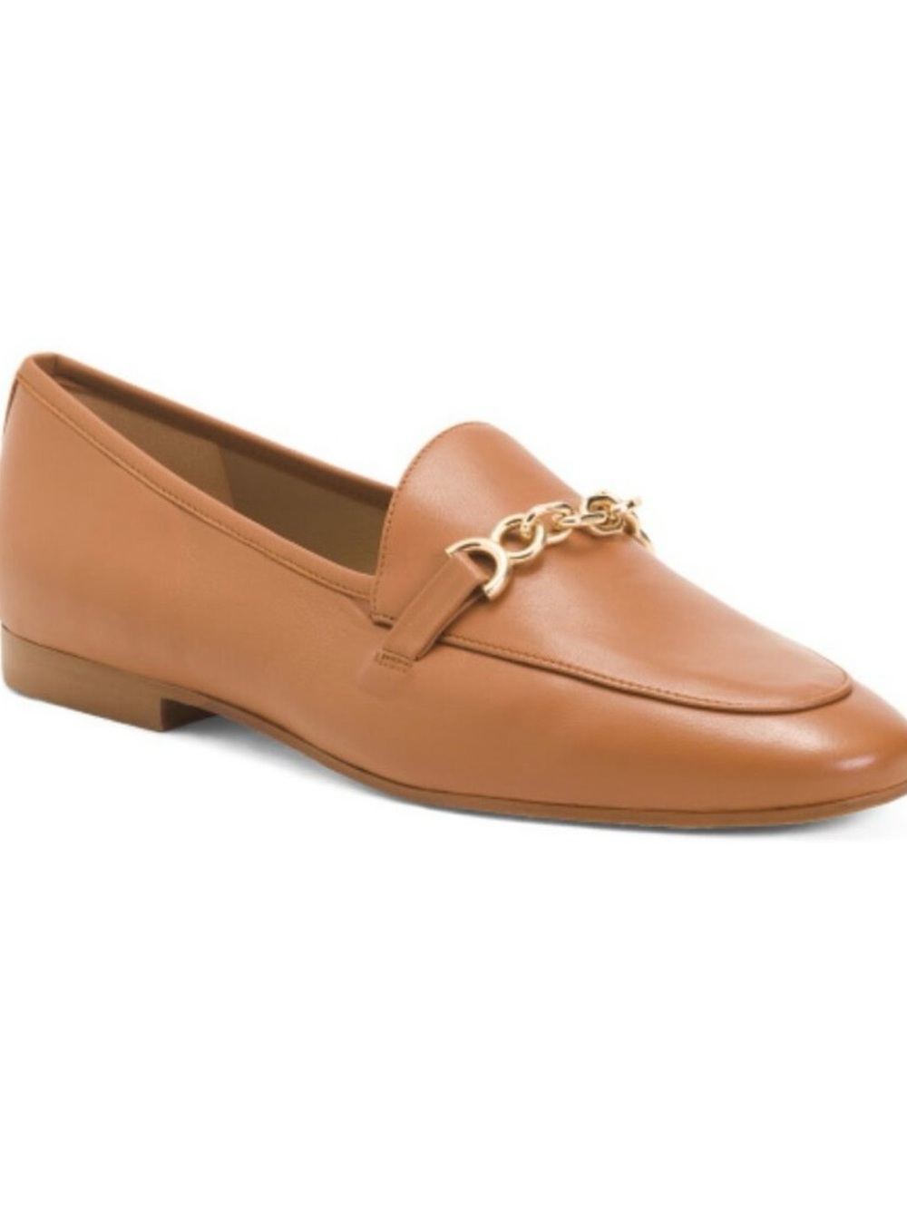 Leather Chain-Trim Loafer - Tan